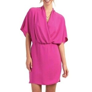 New Trina Turk Pink Concourse Surplice Minidress In Hyacinth Womens Sz L 1377E2